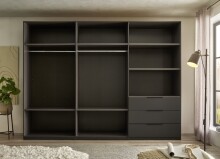 Kleiderschrank >Nuka< in Grau, Dekorfolie - 300x225,5x60cm (BxHxT)