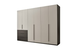 Kleiderschrank >Nuka< in Grau, Dekorfolie -...