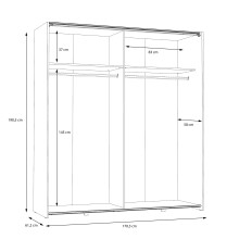 Kleiderschrank >WINNIE< in Old Wood Vintage / Betonoptik Dunkelgrau - 170,3 x 190,5 x 61,2 cm