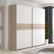 Kleiderschrank >WINNIE< in Sonoma Eiche / Weiss - 170,3x190,5x61,2cm (BxHxT)