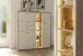 Highboard >SANTERNO< 2 Türen, 2 Schübe, Fächer, Soft withe / Eiche Dekor - 124x133x37 BxHxT