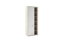 Stauraumvitrine >SANTERNO< 2 Türen, 12 Fächer, Soft withe/ Viking Eiche Dekor - 78x197x37 (BxHxT)