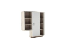 Highboard >SANTERNO< 2 Türen, in Soft withe / Viking Eiche Dekor - 124x140x37 (BxHxT)