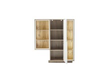 Highboard >SANTERNO< 2 Türen, in Soft withe / Viking Eiche Dekor - 124x140x37 (BxHxT)