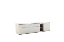 Lowboard >SANTERNO< 2 Schübe, 1 Tür, Soft withe / Viking Eiche Dekor - 199x53x50 (BxHxT)