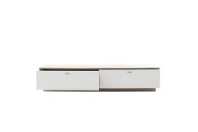 Lowboard >SANTERNO< 2 Schübe, 80 Zoll, Soft withe / Viking Eiche Dekor - 210x44x50 (BxHxT)