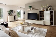 Couchtisch >SANTERNO< in Viking Ecihe Dekor / Soft White - 95x45x55 (BxHxT)
