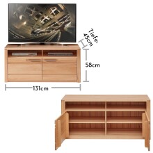 Wohnwand >Nature One< (3-teilig) Kernbuche teilmassiv - 260x170x45cm (BxHxT)
