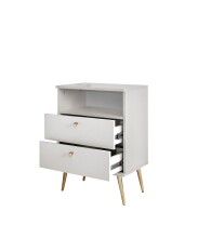 Nachtkommode >Laila< in Weiß, Melamin - 50x70x34cm (BxHxT)