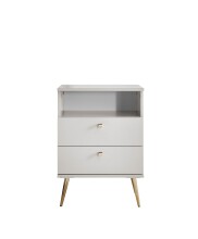 Nachtkommode >Laila< in Weiß, Melamin - 50x70x34cm (BxHxT)