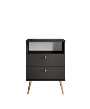 Nachtkommode >Laila< in Graphit, Melamin - 50x70x34cm (BxHxT)