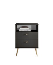 Nachtkommode >Laila< in Graphit, Melamin - 50x70x34cm (BxHxT)