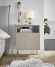 Nachtkommode >Laila< in Beige, Melamin - 50x70x34cm (BxHxT)