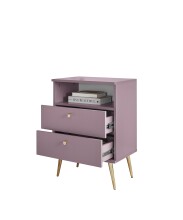 Nachtkommode >Laila< in Pflaume, Melamin - 50x70x34cm (BxHxT)