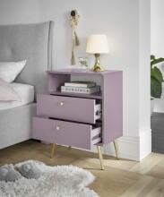 Nachtkommode >Laila< in Pflaume, Melamin - 50x70x34cm (BxHxT)