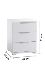 Nachtkommode >Smilla< in Weiß, Melamin - 46x61x42cm (BxHxT)