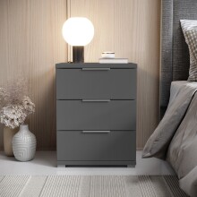 Nachtkommode >Smilla< in Graphit, Melamin - 46x61x42cm (BxHxT)