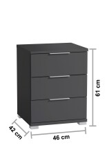 Nachtkommode >Smilla< in Graphit, Melamin - 46x61x42cm (BxHxT)