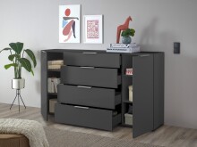 Kommode >Sean< in Anthrazit, - 180x99x40 cm ( BxHxT)