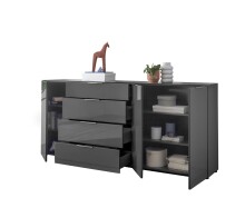 Kommode >Sean< in Anthrazit, - 226x99x40 cm ( BxHxT)
