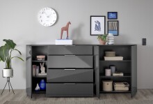 Kommode >Sean< in Anthrazit, - 226x99x40 cm ( BxHxT)