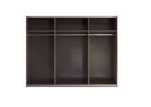 Schiebetürenschrank >Bravo< 3 Türen, Spiegel / Mauvella Eiche Dekor / Graphit - 270x210x60 (BxHxT)