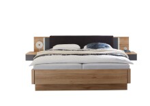 Bettanlage >Aschau< LED, 2 Schübe, Mauvella Eiche Dekor / Graphit - 305x93x210cm (BxHxT)