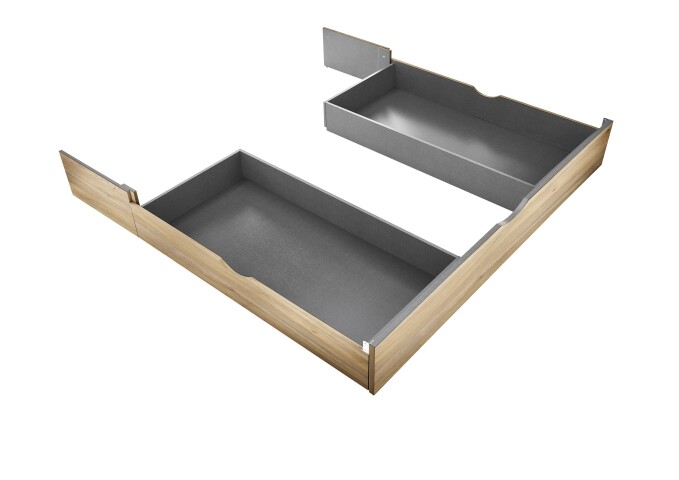 Bettschubkasten >Aschau< für Bett in Mauvella Eiche Dekor / Graphit - 184,2x25x181 (BxHxT)