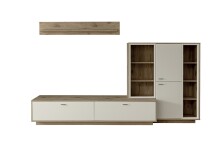 Wohnwand >SANTERNO< (3-teilig) in Soft weiss / Eiche Dekor - 287x180x50 (BxHxT)