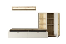 Wohnwand >SANTERNO< (3-teilig) in Soft weiss / Eiche Dekor - 287x180x50 (BxHxT)