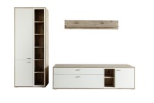 Wohnwand >SANTERNO< (3-teilig) in Soft weiss / Eiche Dekor - 292x197x50 (BxHxT)