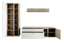 Wohnwand >SANTERNO< (3-teilig) in Soft weiss / Eiche Dekor - 292x197x50 (BxHxT)