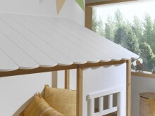 Hausbett >BABS< Lattenrost, teilmassiv eichfarbig / weiss - 214,2x174x105,3cm (BxHxT)