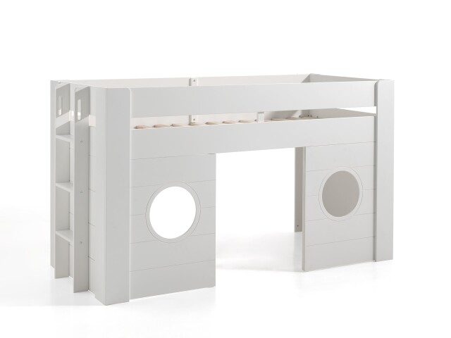 Spielbett >Freya< inkl. Rollrost, mit Lieter, Weiß, Holzwerkstoff - 215x120x96cm (BxHxT)