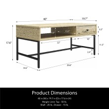 Ablagetisch >Krister< in Natur - 100x44x49 (BxHxT)