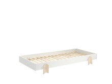 Stapelbett >Moldulo< 90x200cm, inkl. Lattenrost, Weiß lackiert - 203,6x27,5x93,8cm (BxHxT)