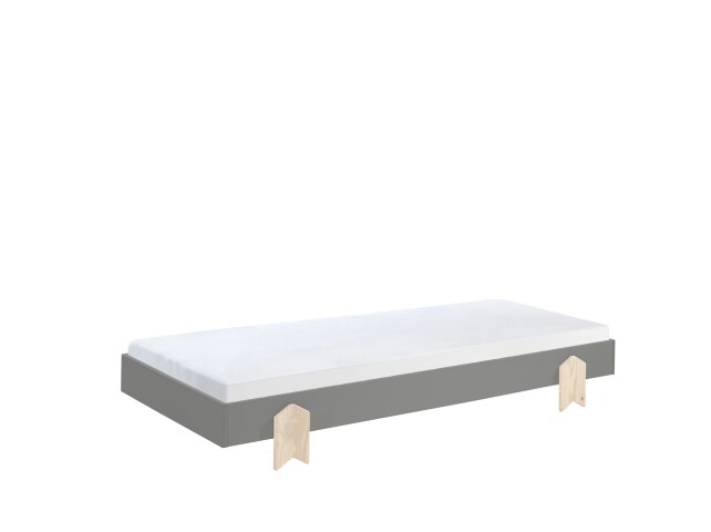 Stapelbett >Moldulo< 90x200cm, inkl. Lattenrost, grau lackiert - 203,6x27,5x93,8cm (BxHxT)