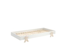 Stapelbett >Moldulo< 90x200cm, inkl. Lattenrost, Weiß lackiert - 203,6x27,5x93,8cm (BxHxT)