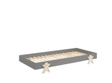 Stapelbett >Moldulo< 90x200cm, inkl. Lattenrost, grau lackiert - 203,6x27,5x93,8cm (BxHxT)