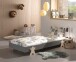 Stapelbett >Moldulo< 90x200cm, inkl. Lattenrost, grau lackiert - 203,6x27,5x93,8cm (BxHxT)