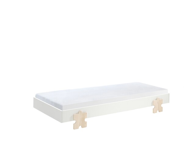 Stapelbett >Moldulo< 90x200cm, inkl. Lattenrost, Weiß lackiert - 203,6x27,5x93,8cm (BxHxT)