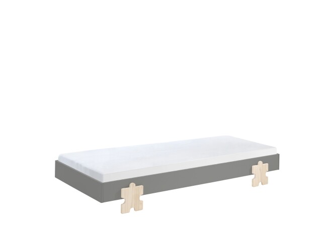 Stapelbett >Moldulo< 90x200cm, inkl. Lattenrost, grau lackiert - 203,6x27,5x93,8cm (BxHxT)
