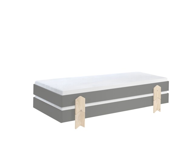 Stapelbett >Moldulo< 2er Set, Lattenrost, grau lackiert - je 203,6x27,5x93,8cm (BxHxT)