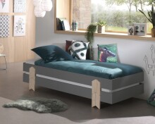Stapelbett >Moldulo< 2er Set, Lattenrost, grau lackiert - je 203,6x27,5x93,8cm (BxHxT)