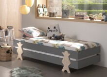 Stapelbett >Moldulo< 2er Set, Lattenrost, grau...