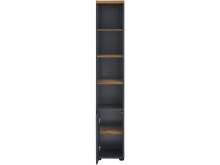 Hochschrank >Vinga< 1 Tür, 3 Böden, Grau / Eiche Dekor - 32x182x35cm (BxHxT)
