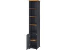 Hochschrank >Vinga< 1 Tür, 3 Böden, Grau / Eiche Dekor - 32x182x35cm (BxHxT)