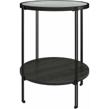 Beistelltisch >Ælva< Glas / Metall, in matt Schwarz - 44x55x44cm (BxHxT)