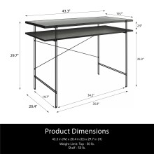 Computertisch >Ælva< Glas / Metall matt Schwarz - 108x74x49cm (BxHxT)