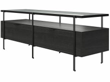 Lowboard >Ælva< Glas / Metall matt Schwarz - 140x50x39cm (BxHxT)